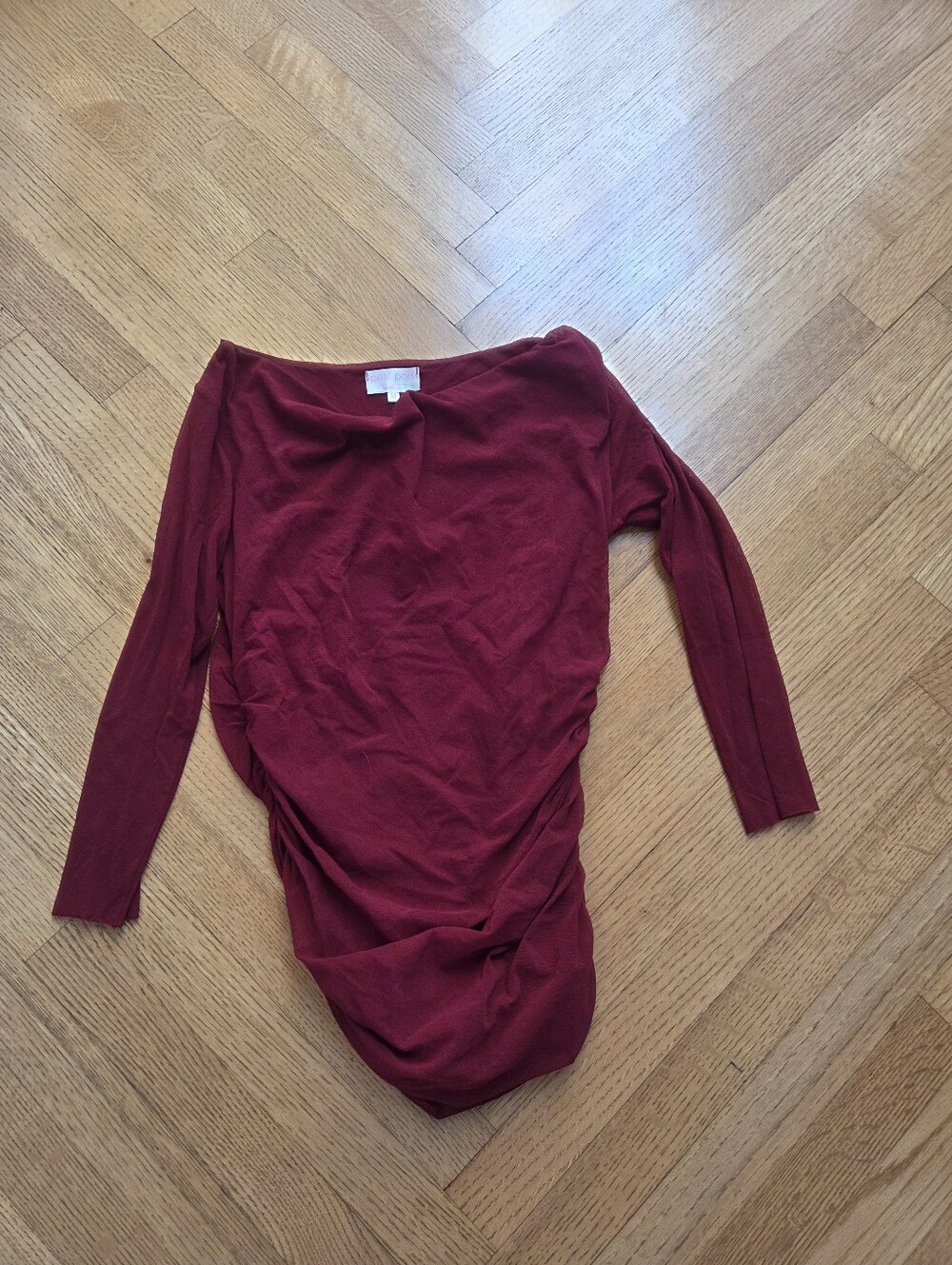 Viviana Petite Pois Boatneck Knit Top in Berry Red
